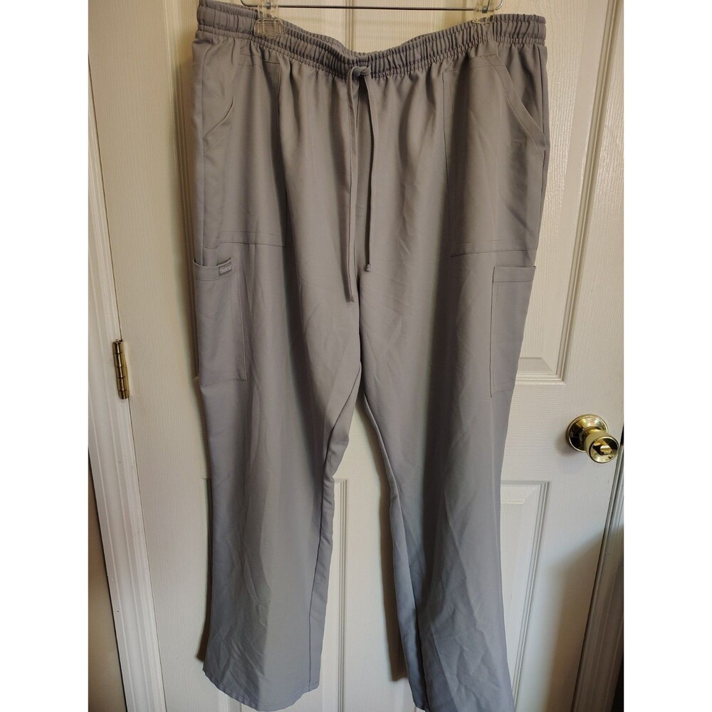 Cherokee Unisex 2XL Gray Scrub Pants Solid Twill Polyester Drawstring Waist